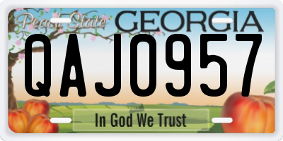 GA license plate QAJ0957