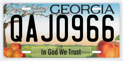 GA license plate QAJ0966