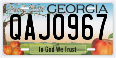 GA license plate QAJ0967
