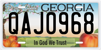 GA license plate QAJ0968