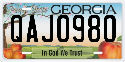 GA license plate QAJ0980