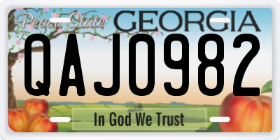 GA license plate QAJ0982