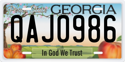 GA license plate QAJ0986