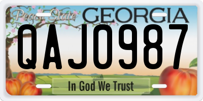 GA license plate QAJ0987