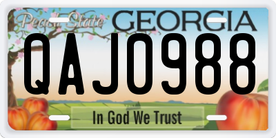 GA license plate QAJ0988