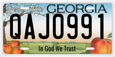 GA license plate QAJ0991