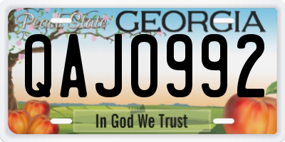 GA license plate QAJ0992