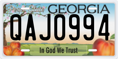 GA license plate QAJ0994