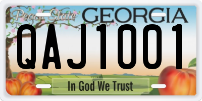 GA license plate QAJ1001