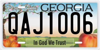 GA license plate QAJ1006