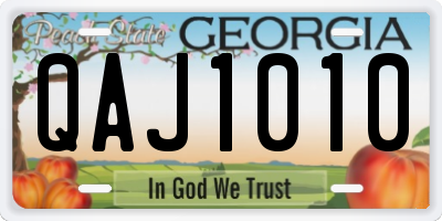GA license plate QAJ1010