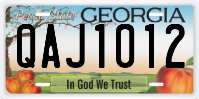 GA license plate QAJ1012