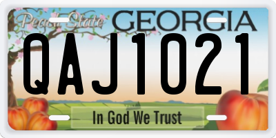 GA license plate QAJ1021