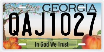 GA license plate QAJ1027