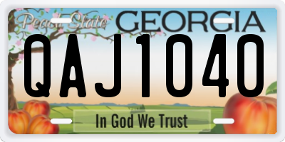 GA license plate QAJ1040
