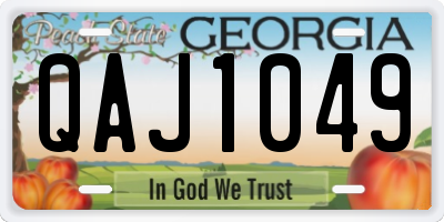 GA license plate QAJ1049