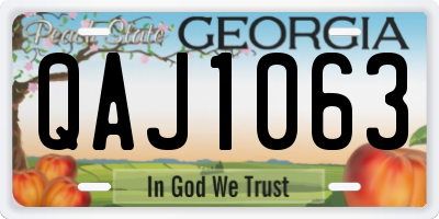 GA license plate QAJ1063