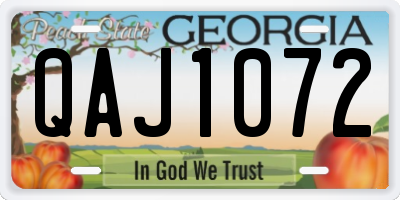 GA license plate QAJ1072