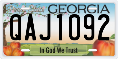 GA license plate QAJ1092