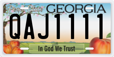GA license plate QAJ1111