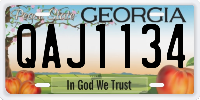 GA license plate QAJ1134