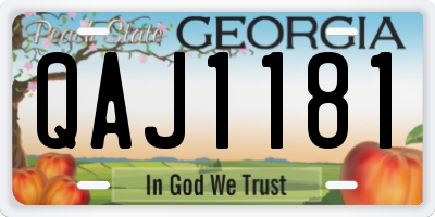 GA license plate QAJ1181