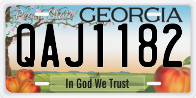 GA license plate QAJ1182