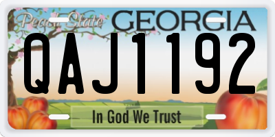 GA license plate QAJ1192