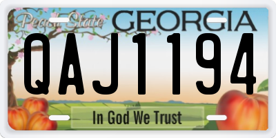 GA license plate QAJ1194
