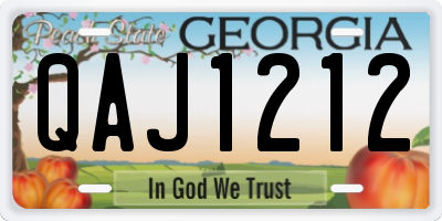 GA license plate QAJ1212
