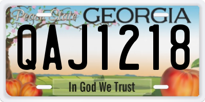 GA license plate QAJ1218