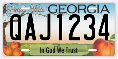 GA license plate QAJ1234