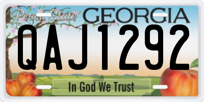 GA license plate QAJ1292