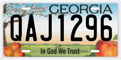 GA license plate QAJ1296