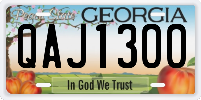 GA license plate QAJ1300
