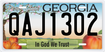 GA license plate QAJ1302