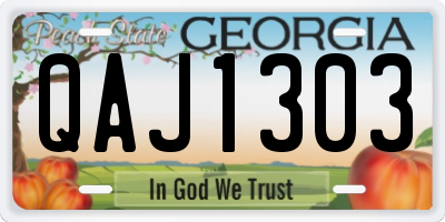 GA license plate QAJ1303