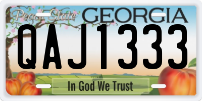 GA license plate QAJ1333