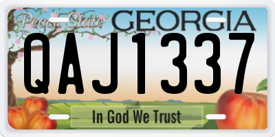 GA license plate QAJ1337