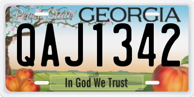 GA license plate QAJ1342