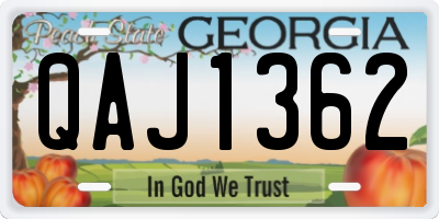 GA license plate QAJ1362
