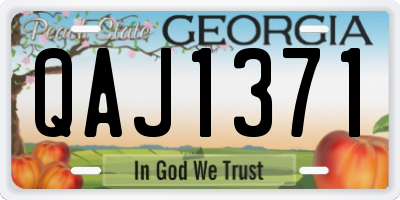 GA license plate QAJ1371