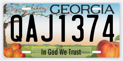 GA license plate QAJ1374