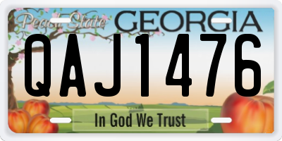 GA license plate QAJ1476