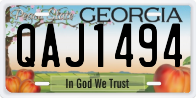 GA license plate QAJ1494