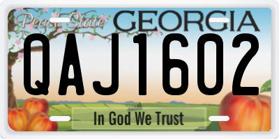 GA license plate QAJ1602