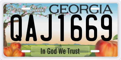 GA license plate QAJ1669