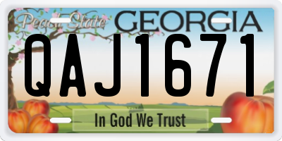 GA license plate QAJ1671