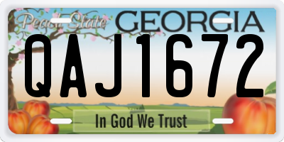 GA license plate QAJ1672