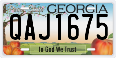 GA license plate QAJ1675